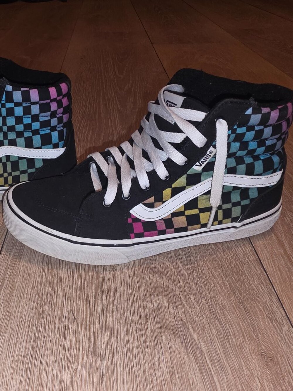 Vans Shoes womens 6 Sneakers Multicolor Checkerboard LaceUp High Top 721356